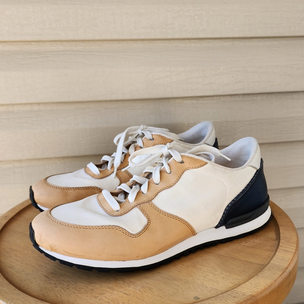 Tod's men's cream blue sneakers